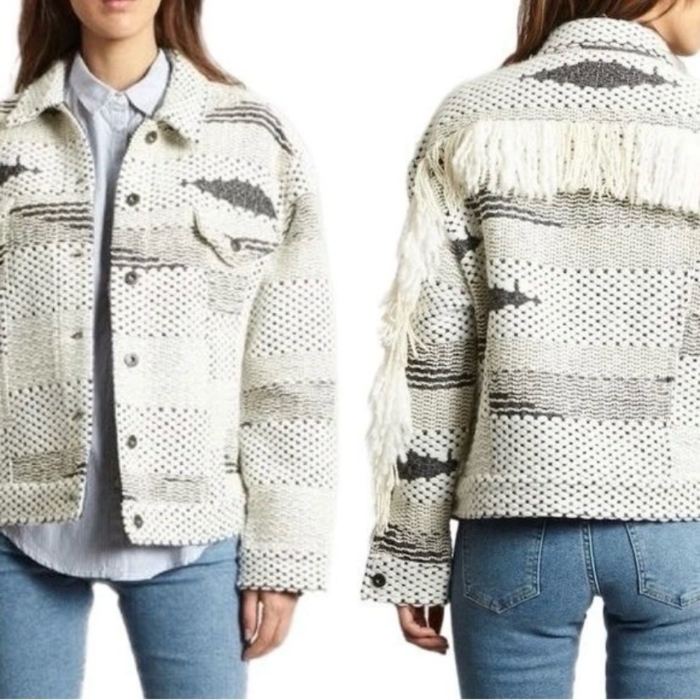 Rare! Levi's® Made & Crafted® Cotton blend FRINGE TRUCKER JACKET Sz 3/L - Picture 2 of 16